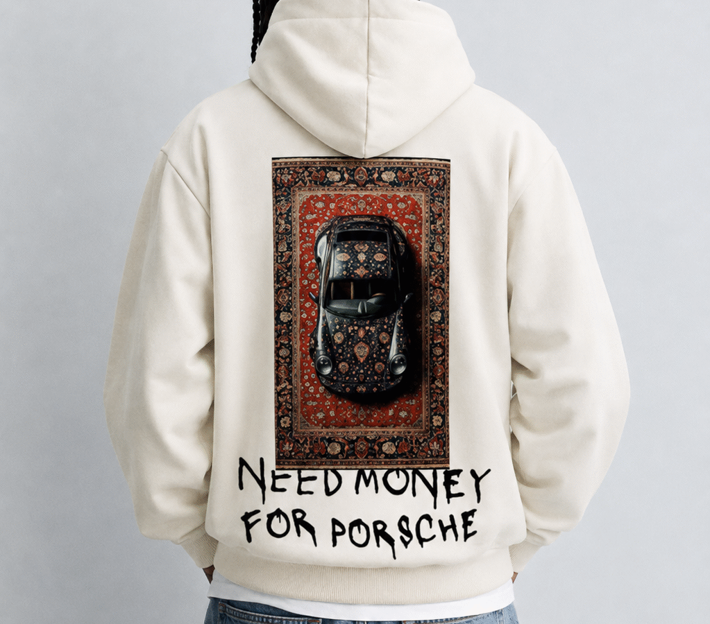 Need Money For Porsche 2 White Oversize Hoodie