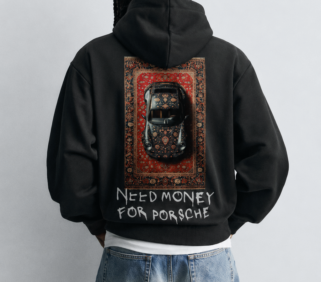 Need Money For Porsche 2 Black Oversize Hoodie