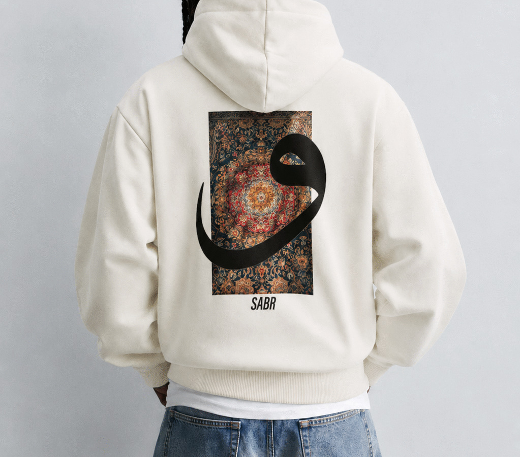 Ethnic Design Letter V White Oversize Hoodie