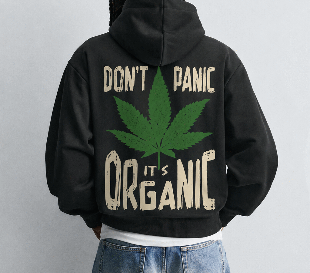 Don't Panic It's Organic Black Oversize Hoodie