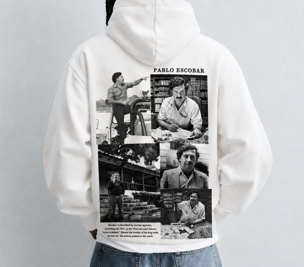 Pablo Escobar White Oversize Hoodie